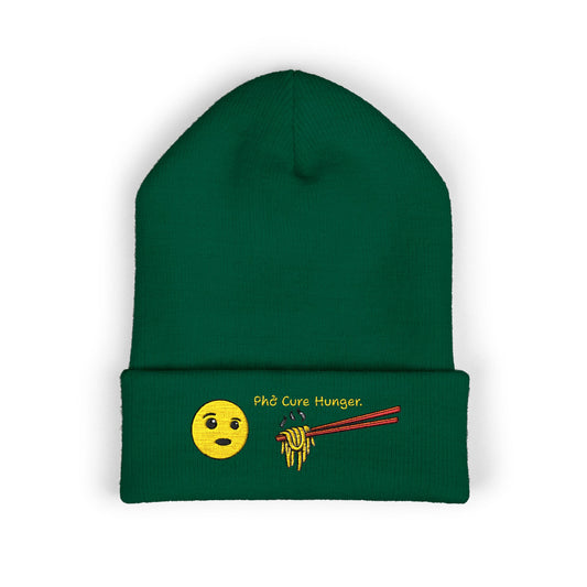 *Clearance Item* Embroidered "Phở Cure Hunger." Cuffed Beanie
