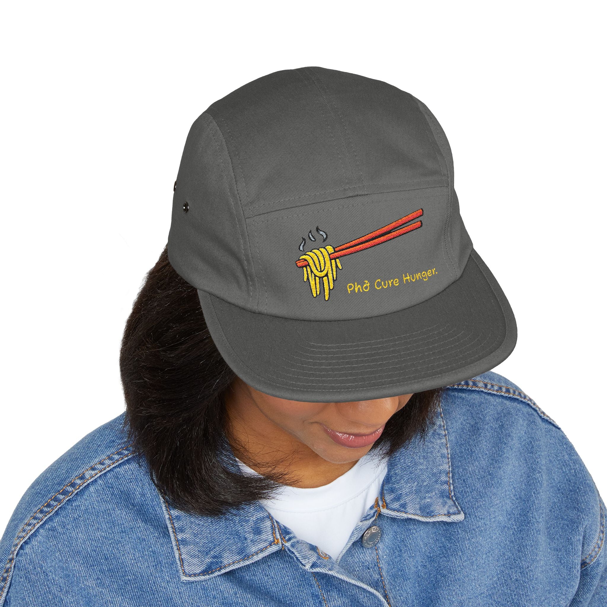 "Phở Cure Hunger." Embroidered 5-Panel Cap