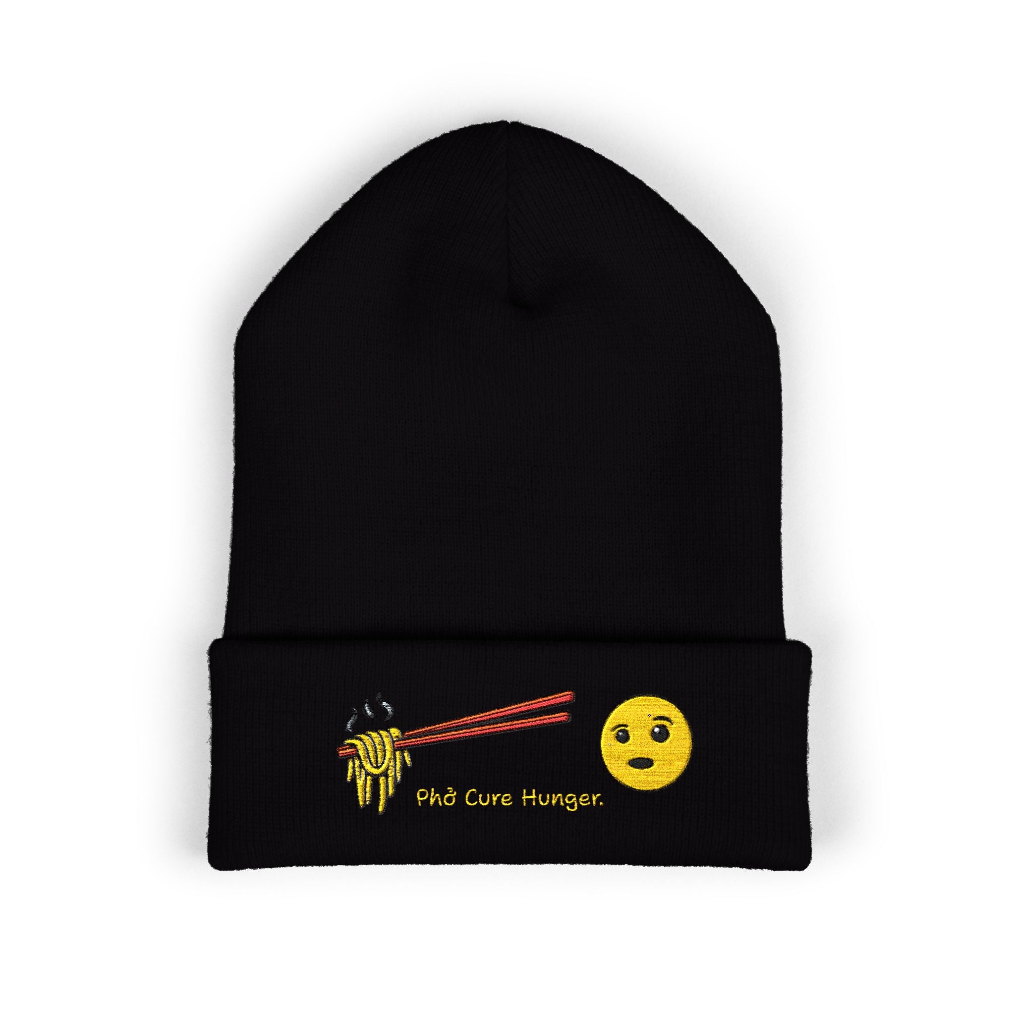 *Clearance Item* Embroidered "Phở Cure Hunger." Cuffed Beanie