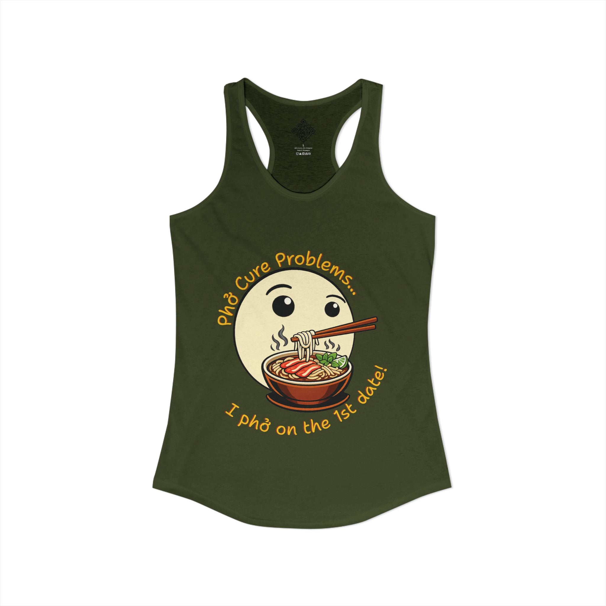 Women's "Phở Cure Problems!", "1st date!" Racerback Tank