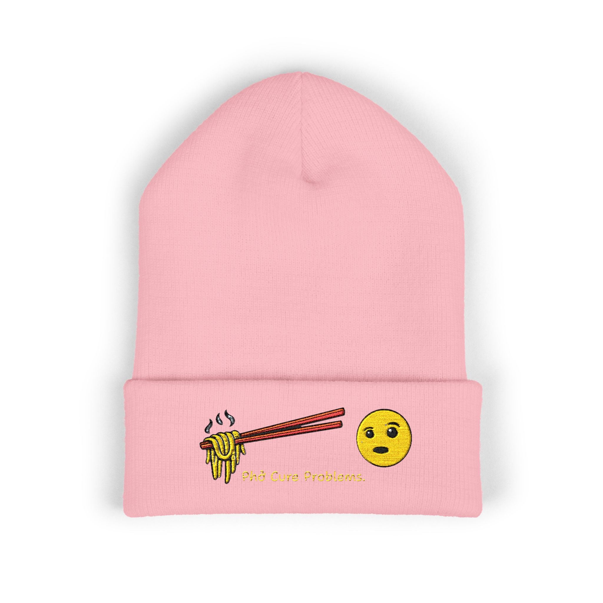 *Clearance Item* Embroidered 'Phở Cure Problems.' Cuffed Beanie