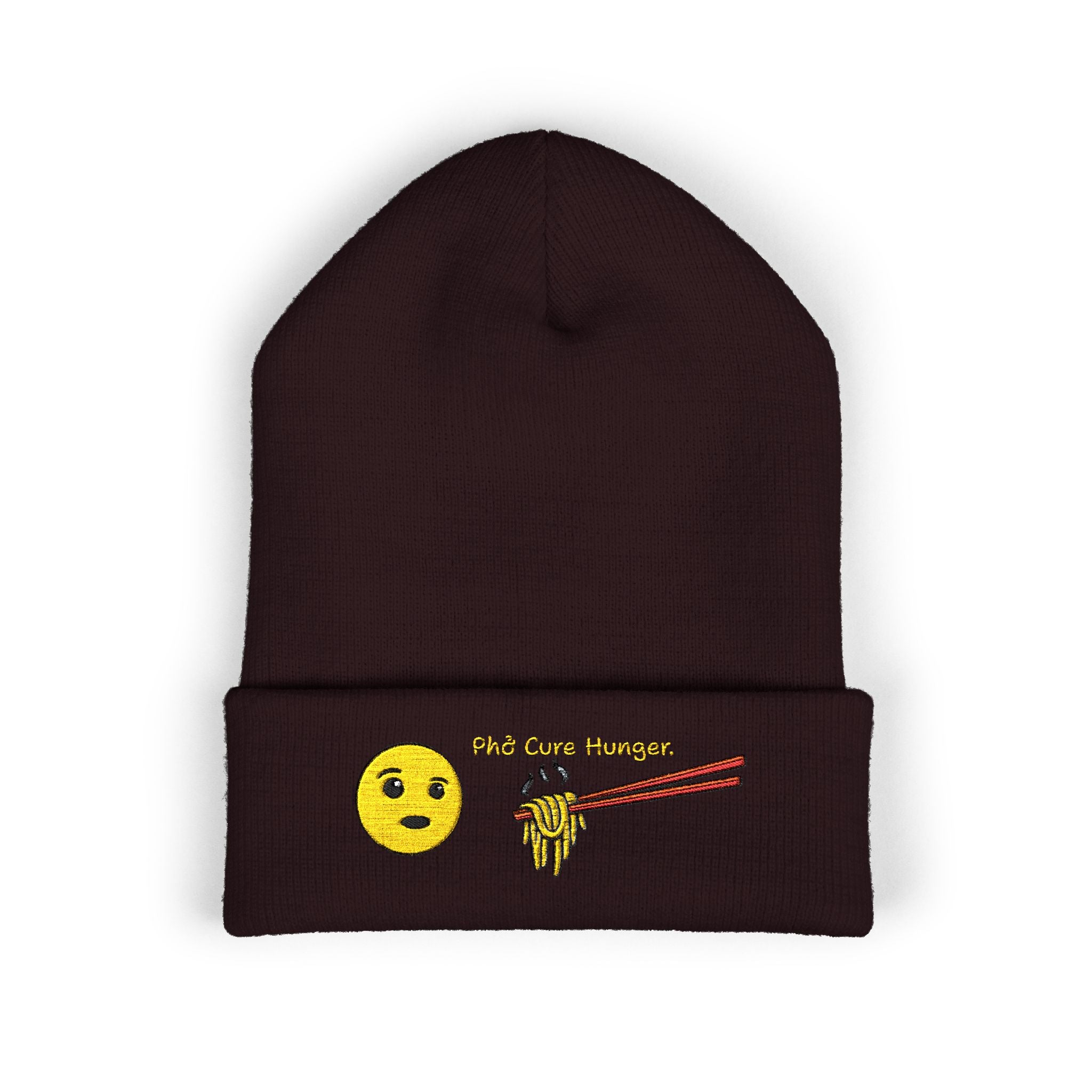 *Clearance Item* Embroidered "Phở Cure Hunger." Cuffed Beanie