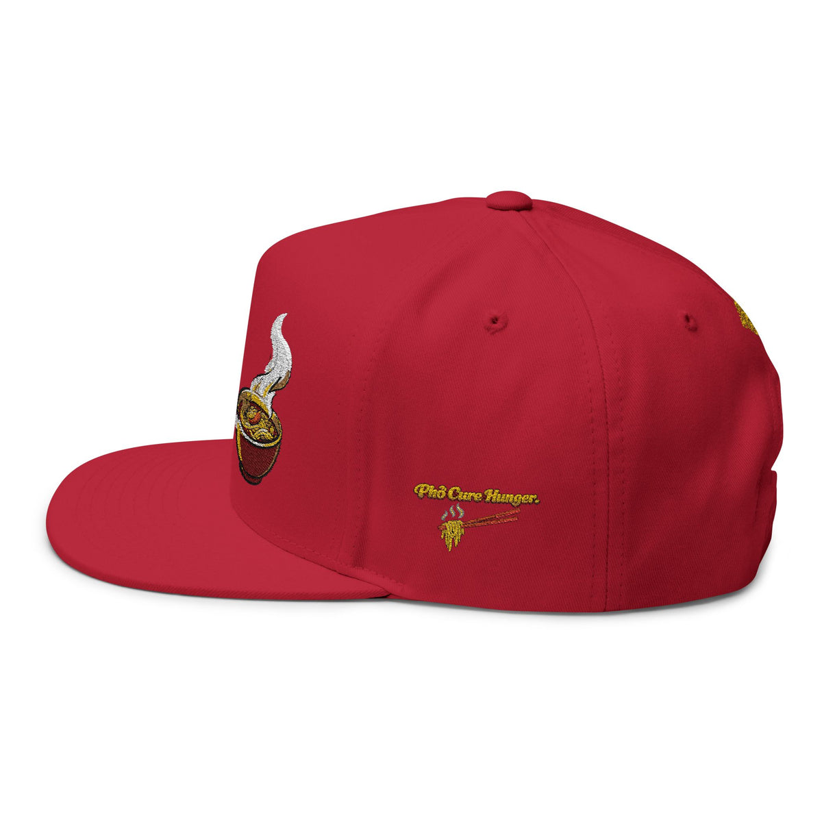 NEW*"Phở Cure Hunger." Embroidered Flat Bill Snapback