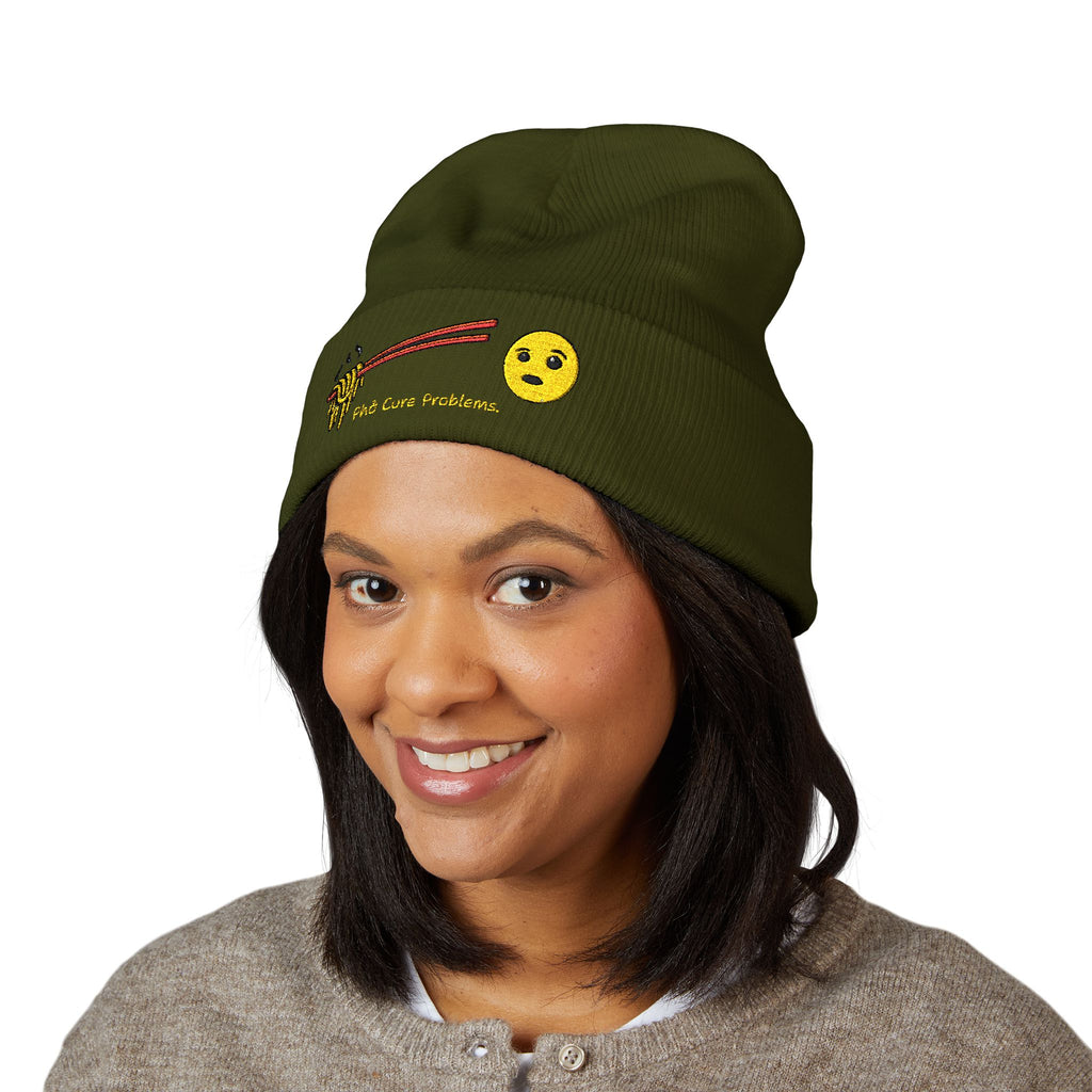 *Clearance Item* Embroidered 'Phở Cure Problems.' Cuffed Beanie