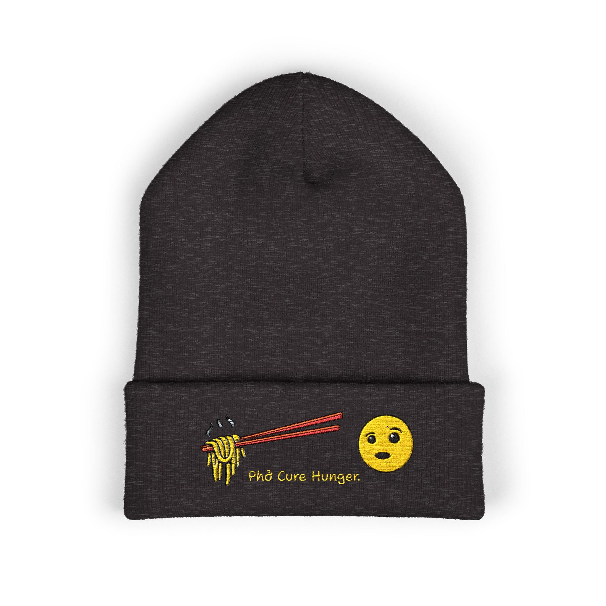 *Clearance Item* Embroidered "Phở Cure Hunger." Cuffed Beanie