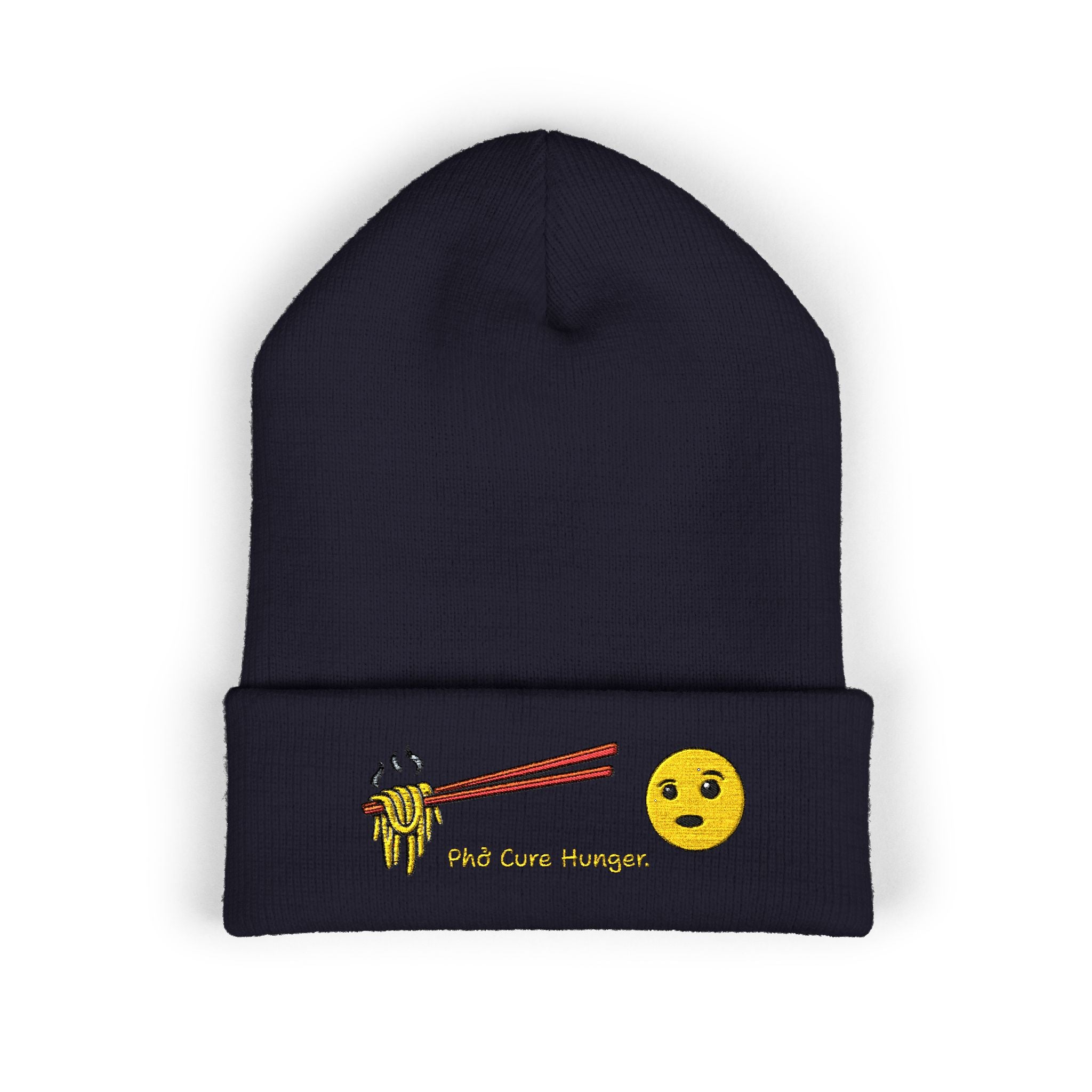 *Clearance Item* Embroidered "Phở Cure Hunger." Cuffed Beanie