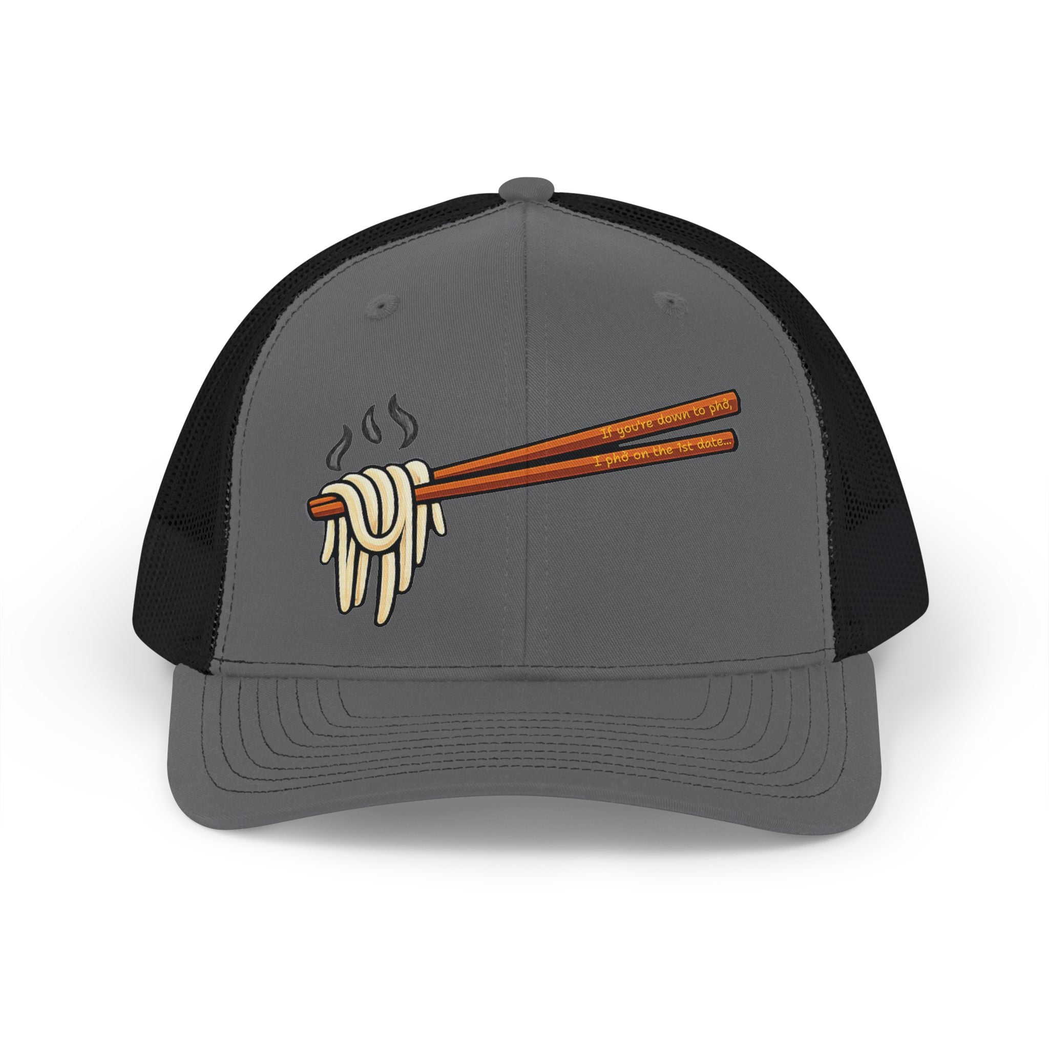 "... 1st date" Embroidered Trucker Snapback