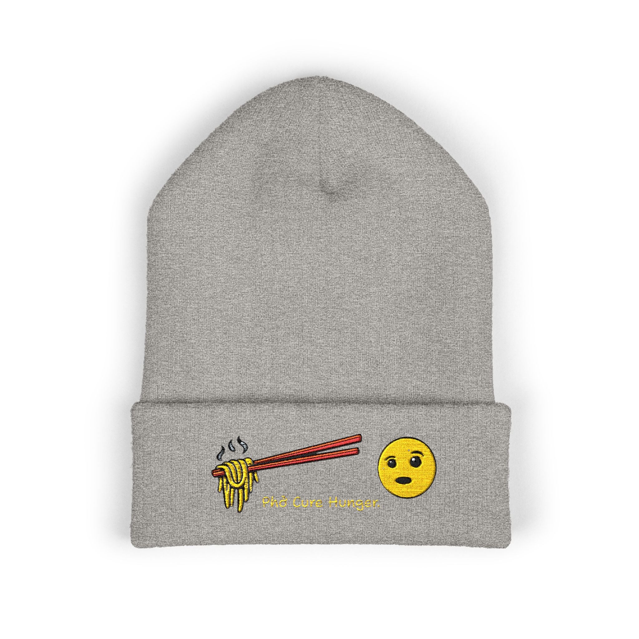 *Clearance Item* Embroidered "Phở Cure Hunger." Cuffed Beanie