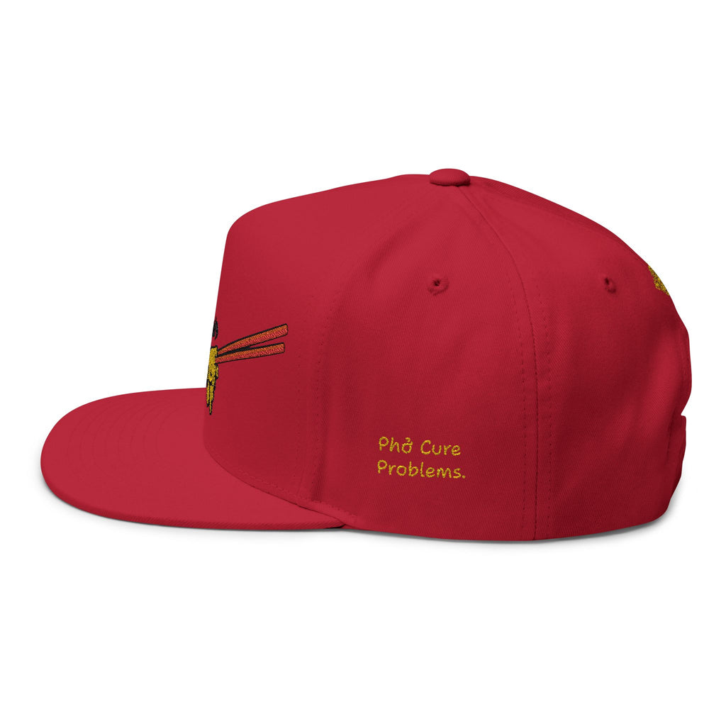 "Phở Cure Problems./Phở Cure Hunger." Embroidered Flat Bill Snapback