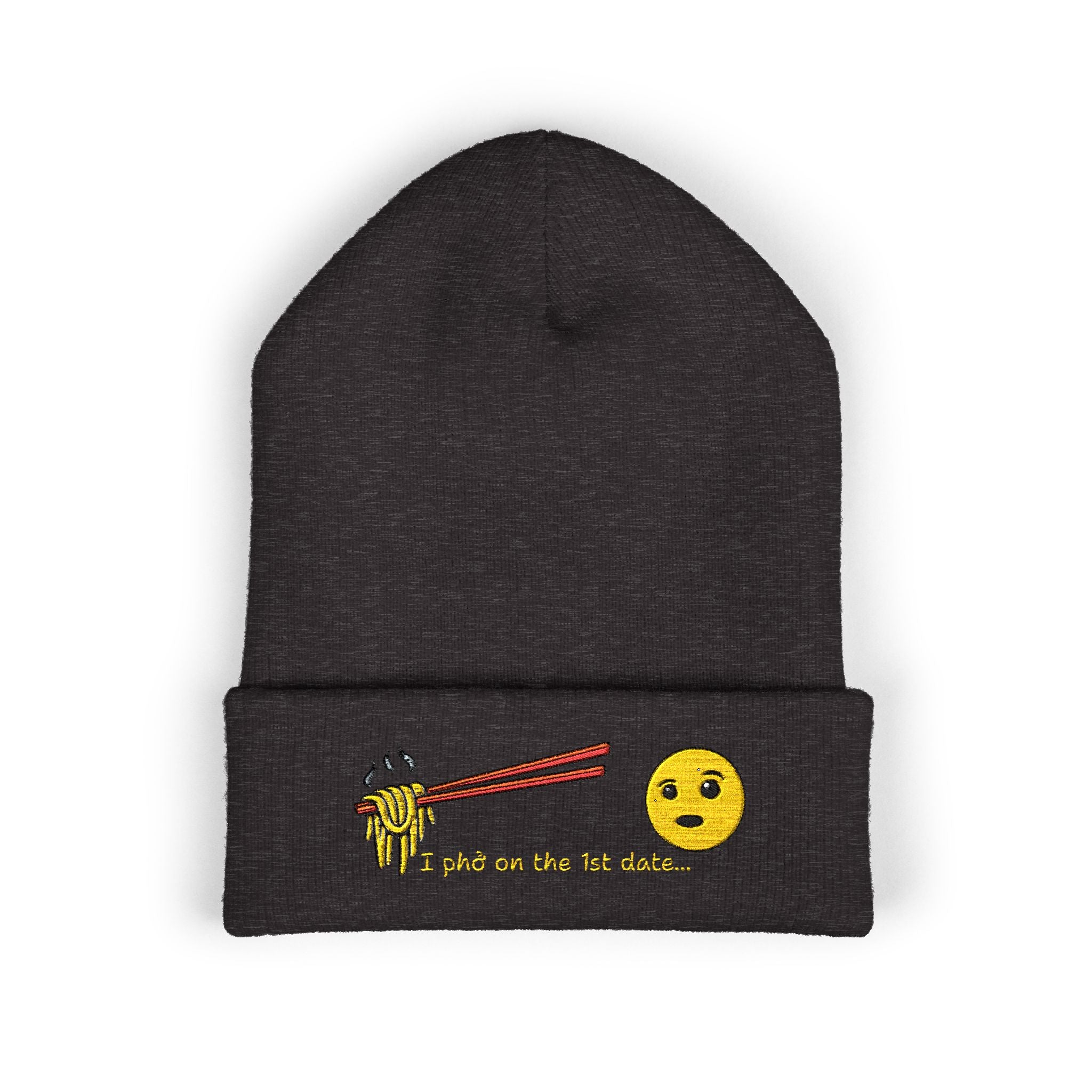 *Clearance Item* Embroidered "1st date." Cuffed Beanie