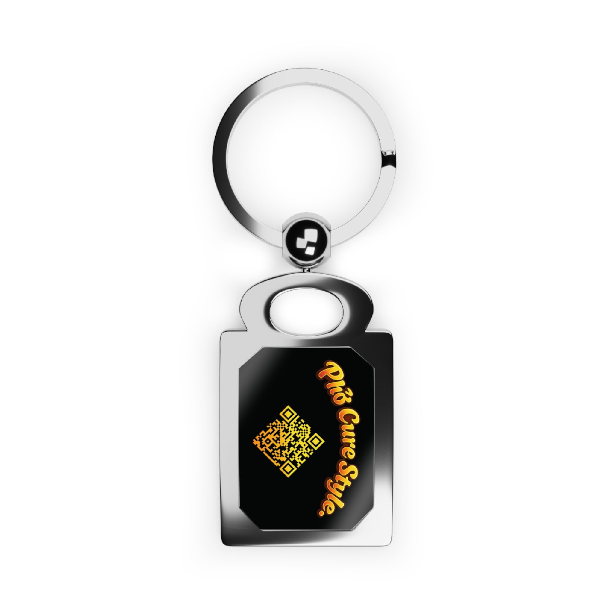 Custom Rectangle Photo Keyring — Personalized QR Code & Text Metal Keychain
